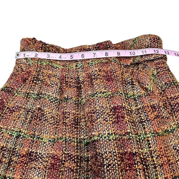 Odille Women's 2/XS Plaid Tweed Wrap Skirt Multicolor High Waisted Short - Picture 3 of 12